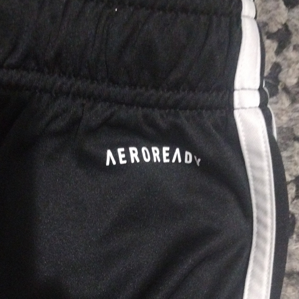 Adidas Men's Black Athletic Shorts with White Stripes - Picture 6 of 7
